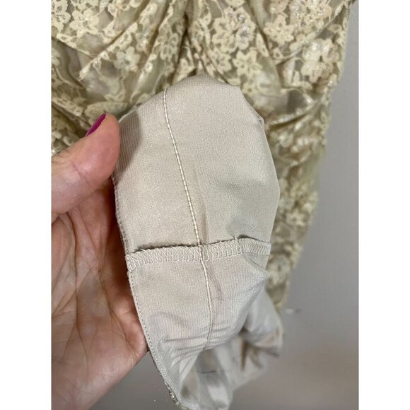 Express Dress 6 Tan Floral Mini Lace Mesh Western Boho Indie Festival Feminine - Picture 8 of 11